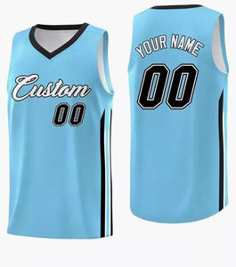 เสื้อบาสเก็ตบอล โพลีเอสเตอร์ 100% สีน้ำเงินเหลือง คอวี แขนกุด ระบายเหงื่อได้ดี พิมพ์ลายแบบซับลิเมชั่น ปรับแต่งชื่อทีมได้ สำหรับผู้ใหญ่ - Product Image 5