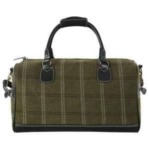 Luxury Wool Tweed & Genuine Leather Weekender Travel Duffel <b>Bag</b> Vintage Plaid <b>Overnight</b> Carry On Sports Gym <b>Bag</b> for Men & Women - Product Image 2