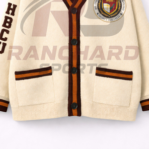 Cardigan universitaire personnalisé HBCU |   Pull sans manches en tricot boutonné sur le devant |   Polyester/Coton Solide Écologique High Street - Product Image 3