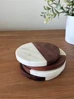 Ensemble de sous-verres modernes en marbre et bois, sous-verres ronds pour tasses à café, verres à vin, décoration de table pour la maison et les restaurants