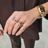 Anillo de doble dedo con cable, minimalista, delicado, único, de la colección Link To Link, al por mayor, oro macizo de 14k y 18k