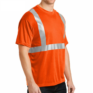 T-shirt de sécurité orange haute visibilité réfléchissant, respirant, pour travaux de construction, uniforme de sécurité pour hommes avec poche avant - Product Image 4