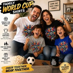 Camiseta para Fanáticos del Fútbol 2026, 100% Algodón, Tejido de Punto Suave, Corte Regular, Diseño Gráfico de Fútbol, Deportes Internacionales - Product Image 4