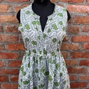 Vestido Maxi sin Mangas con Cuello en V y Estampado a Mano, Estilo Casual, de Algodón Indio con Bordado Floral, para Mujer - Product Image 1