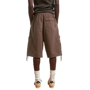 Nouveau short cargo baggy pour homme, style six poches, marron, taille élastique, coupe oversize, streetwear décontracté - Product Image 2
