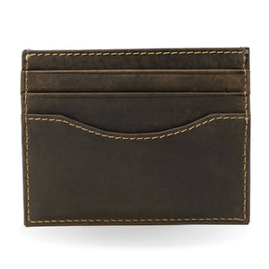Coral Weavers Distressed Leather Slim Minimalist Front Pocket <b>Wallet</b> <b>Small</b> Size Multiple Card Slots No Closure - Product Image 1