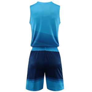 Ensemble de maillots de basket-ball unisexes, sans manches, imprimé dégradé bleu, séchage rapide, uniformes de sport absorbant l'humidité, short à taille élastique - Product Image 2