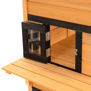 Abri pour chat d'extérieur à 3 niveaux résistant aux intempéries en jaune et noir avec 5 portes de sortie - Product Image 6