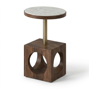 Indian Supplier Round Marble Top Side Table with <b>Gold</b> Ball Legs Contemporary Design for Living Room Home Furniture - Product Image 4