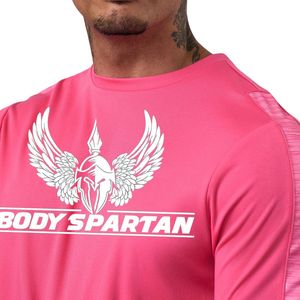 ชุดเสื้อยืดและกางเกงขาสั้นกีฬาโพลีเอสเตอร์สีชมพูสำหรับผู้ชาย ชุดออกกำลังกายแขนสั้น ชุดวิ่งออกกำลังกายน้ำหนักเบาระบายอากาศได้ดี - Product Image 5