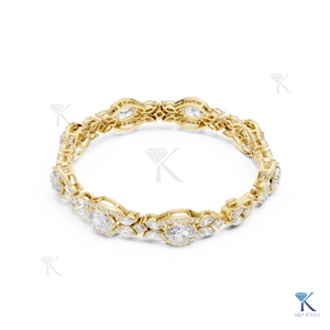 Lab Grown Diamond Oval Halo Marquise Cluster <b>Bangle</b> 14K 18K <b>Solid</b> <b>Gold</b> Fine Women Luxury Bridal Jewelry Manufacturer Wholesale - Product Image 5