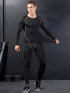 Conjunto de Ropa Interior de Compresión para Hombre, Camiseta de Manga Larga y Pantalones Negros, Transpirables, de Secado Rápido, Ropa Deportiva para Gimnasio y Entrenamiento - Product Image 6