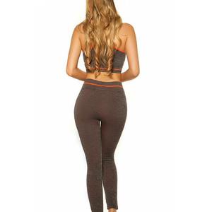 Conjunto de Leggings y Sujetador Deportivo para Mujer, Conjunto de 2 Piezas de Lona Sólida, Informal, Corto, para Gimnasio - Product Image 3