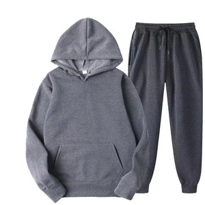 New Men Women Tracksuit Hoodies Casual Solid Color Thick Pullover and Long <b>Pant</b> 2-piece Set Men Autumn Fleece Jogger Sports Suit - Product Image 4