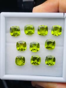 Lot de 10 pierres précieuses péridot naturel de qualité AAA, taille coussin, excellente qualité avec lueur et belle couleur, parfaites pour la fabrication et le polissage. - Product Image 5