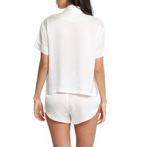 Conjunto de Pijama de Satén de Manga Corta para Mujer, Ropa de Dormir Transpirable de Seda Helada para Primavera Verano, Tallas Grandes ODM hasta 5XL XS, Diseño Liso - Product Image 3