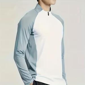 T-shirt à demi-zip pour homme adulte, style streetwear, couleur personnalisée, manches longues, t-shirt uni à séchage rapide, style streetwear, 3/4 zip - Product Image 3