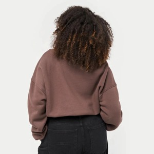 Sweat-shirt surdimensionné marron à quart de zip pour femme avec logo personnalisé, couleur unie, manches longues, en molleton de coton tricoté, pour l'automne, fourniture OEM - Product Image 5