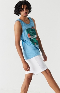 Camiseta sin mangas azul claro para hombre con estampado Fresh Vibes, diseño de cuello redondo, informal - Product Image 1