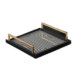 Premium Quality Modern MDF Wooden Serving Tray with Floral Design Handcrafted for Home Hotel & Restaurant Use-Dining <b>Table</b> Decor - Product Image 3