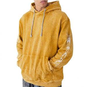 Sweat-shirts à capuche pour hommes de haute qualité, en coton tissé tie-dye, avec fermeture éclair, manches régulières, poche, style décontracté d'automne - Product Image 2