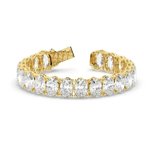 Pulsera de diamantes cultivados en laboratorio con corte ovalado en oro amarillo de 14k, 52 quilates - Product Image 5