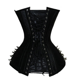 COSH <b>CORSET</b> Overbust Steelboned Firm Control Black Leather Lace Body Shaping Steampunk <b>Gothic</b> <b>Corset</b> - Product Image 5