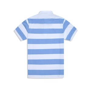 Chemise Oxford à manches courtes pour homme, unie, décontractée, tricotée, 100% coton, respirante, bleu et blanc, coupe classique, logo personnalisé, service OEM - Product Image 2