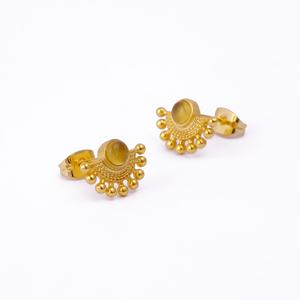 Sunburst Yellow <b>Cats</b> Eye Zircon Stud Earrings Rhodium Plated Handmade Gemstone Trendy Wholesale Supplier Studs - Product Image 3