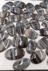 Direct usine Agate naturelle noire à bandes, cabochons en forme de poire, coussin et ovale, formes variées, pour la fabrication de bijoux, vente en gros en vrac - Product Image 3