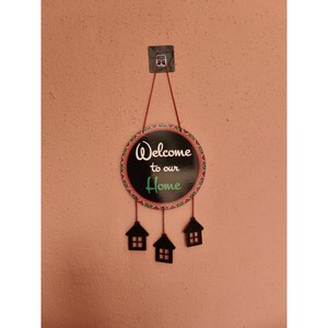Letrero de Bienvenida de Madera de Acacia Pintado a Mano con Borde Floral y Adornos de Casa - Venta al por Mayor - Product Image 2