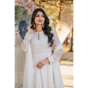 Ensemble de robe Anarkali fantaisie avec dupatta et bas pour femmes pour les occasions spéciales - Product Image 6