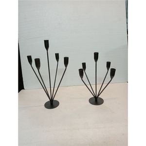 Ensemble de bougeoirs modernes nordiques en fer forgé, minimalistes, noirs mats, hauts, en métal, pour mariage, dîner, décoration intérieure - Product Image 6