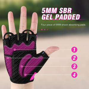 Gants de cyclisme demi-doigts noirs et roses en maille respirante unisexe pour l'été et le fitness - Product Image 2