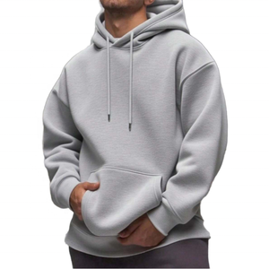 Sweat à capuche décontracté pour homme en ramie épaisse de haute qualité, avec poche kangourou, sans fermeture éclair, idéal pour l'hiver - Product Image 1