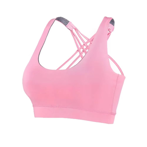 Women High Stretch Cross Back Sports Bra Padded Yoga Gym Fitness Workout Activewear <b>Top</b> Wholesale <b>Strappy</b> Training Athletic Bra - Product Image 2