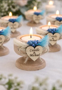Wood <b>Tea</b> Light Holder Set Round Handmade Candle Holder for Home Decoration - Product Image 5