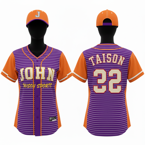 Maillot de baseball pour femme 160 GSM en maille polyester respirante de qualité supérieure, bleu roi, avec empiècement manches couleur crème et logo personnalisé en twill. - Product Image 3