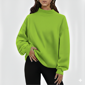 Sudadera Clásica de Cuello Alto para Mujer, Corte Holgado, Tejido Transpirable, Esencial para el Invierno, Uso Diario, Superventas - Product Image 1