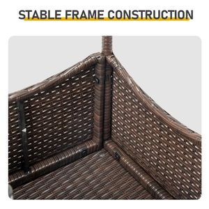 Tavolo da Esterno per Patio da 20 Pollici per Tutte le Stagioni con Estremità Quadrata in Vimini e Piano in Vetro per Cortile e Terrazza - Product Image 3
