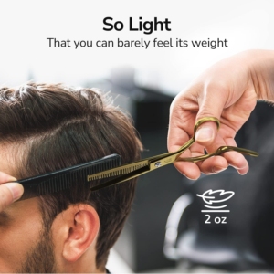 กรรไกรตัดผมสีทอง ปลายทู่ ด้ามยาว สำหรับคนถนัดขวา ใบมีดสแตนเลส - Product Image 6