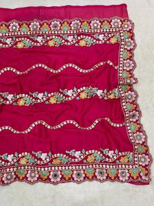Indian Traditional Latest Rangoli Silk Saree With <b>Sequins</b> Dori Work for Wedding Party and Festive Function for Women Fancy Wear - Product Image 2