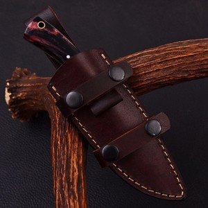 Cuchillo de caza hecho a mano con espiga completa, hoja de acero de Damasco, mango de madera con funda para supervivencia al aire libre y camping - Product Image 3