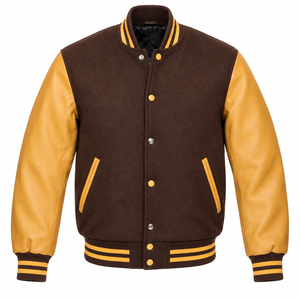 Chaqueta Varsity Marrón para Hombre de WESTMARK APPAREL INDUSTRY, Cuello Alto con Botones a Presión, Ecológica, Transpirable, Resistente al Viento, Ropa de Abrigo para Otoño - Product Image 1