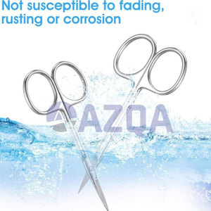 Petits ciseaux à cuticules et poils du visage en acier inoxydable avec lames droites et courbées pour le soin des sourcils, des cils et des ongles - Product Image 4