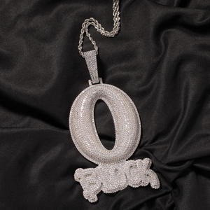 Colgante Hip-Hop de Plata 925 Bañado en Oro y Rodio para Hombre con Diamante Cultivado en Laboratorio, Letra O de Cristal y Diamantes de Imitación, Amuleto de Rock para Uso Diario - Product Image 4