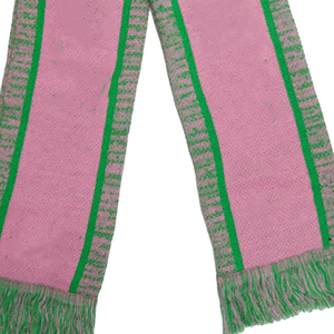 Écharpe en tricot jacquard à franges rayée rose et verte de qualité supérieure, unisexe, réversible, en mélange d'acrylique, longue et douce, idéale pour les sororités AKA - Product Image 5
