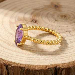 Top Selling Natural Ruby 5x10mm Marquise Cut Prong Setting 14K Gold Plated Brass Christian Bohemian Fashion Women <b>Rings</b> - Product Image 4