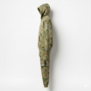 ชุดเสื้อฮู้ดซิปสีเขียวมะกอกพรีเมียมและกางเกงจ็อกเกอร์คาร์โก้ - Product Image 3