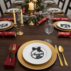 Anneau de serviette de Noël personnalisé en bois, découpé au laser, avec nom décoratif pour la table des fêtes - Product Image 6